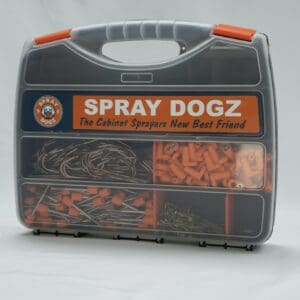 Spray Dogz cabinet door hanging kit in portable carrying case
