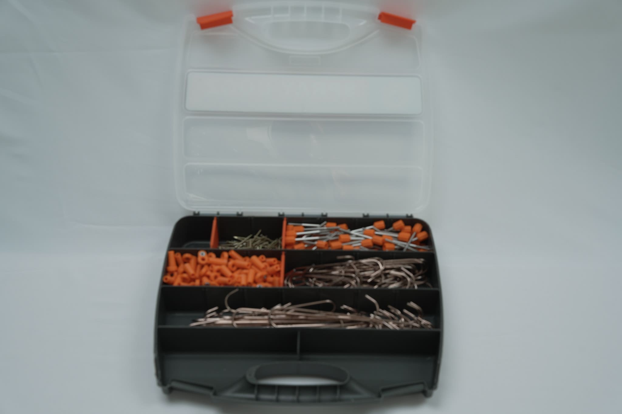 Cabinet door hanger accessories and hardware organized for professional use
