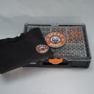 Spray Dogz cabinet refinishing kit with branded hat and t-shirt