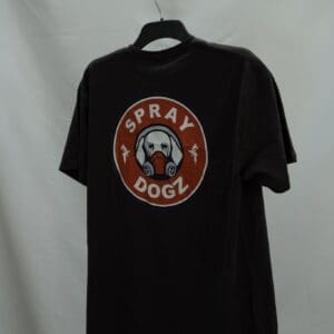 Front view of Spray Dogz branded t-shirt featuring large logo graphic